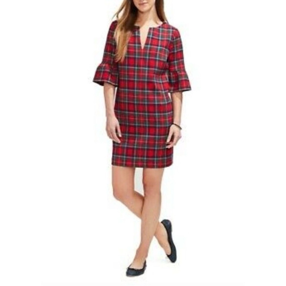 Vineyard Vines jolly plaid greenwich flutter sleeve shift Mini Dress